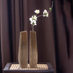 Vaso in Legno Rettangolare 29.5cm Stile Morandi - Design Minimalista Nordico Beige Naturale - Vaso Decorativo da Tavolo per Fiori Secchi e Rami
