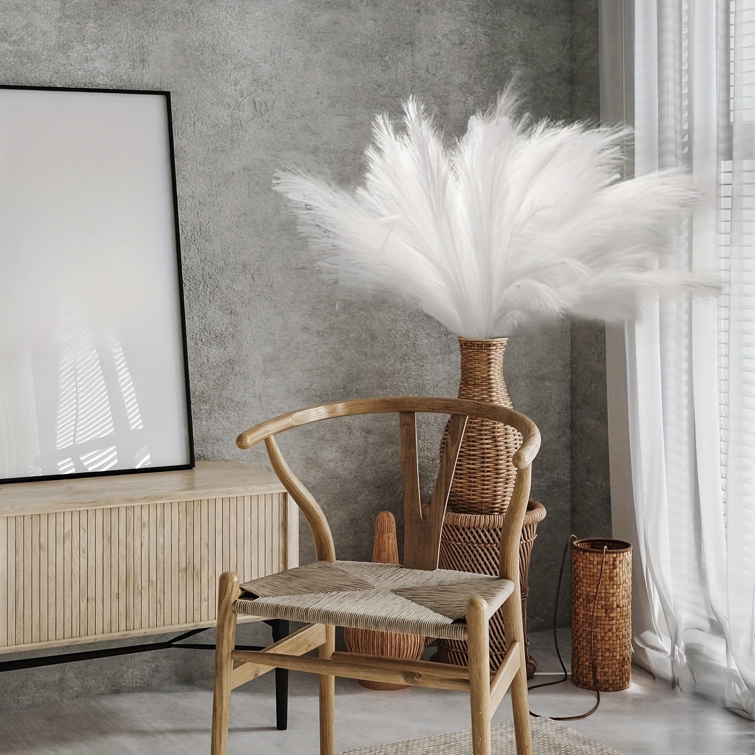 Pampas Grass Artificiale 75cm Decorazione Boho 8 Steli