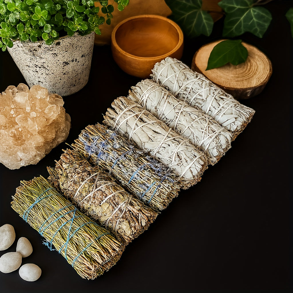 Kit Incenso Profumatore 6 Bastoncini Salvia Bianca Rosmarino Artemisia Decorazione Casa
