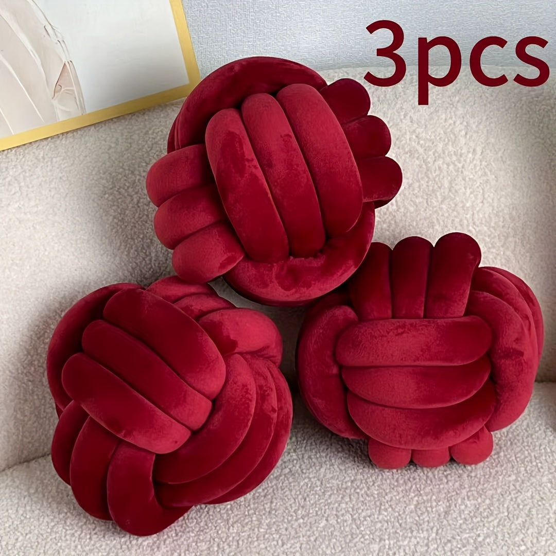 Cuscino Decorativo a Nodo in Velluto - Set 2/3/4 Pezzi - Design Geometrico Minimalista 22x22cm