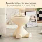 Tavolino Scultoreo Bianco 41cm - Design Moderno con Base Geometrica per Soggiorno e Camera