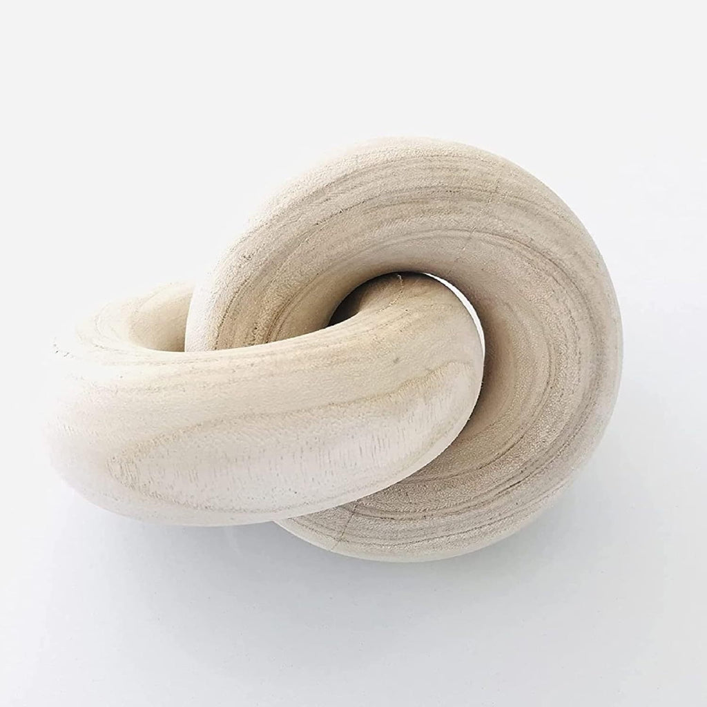 Puinen solmupatsas - Minimalistinen design-esine 17,78 cm olohuoneeseen, kirjahyllyyn ja sohvapöydälle