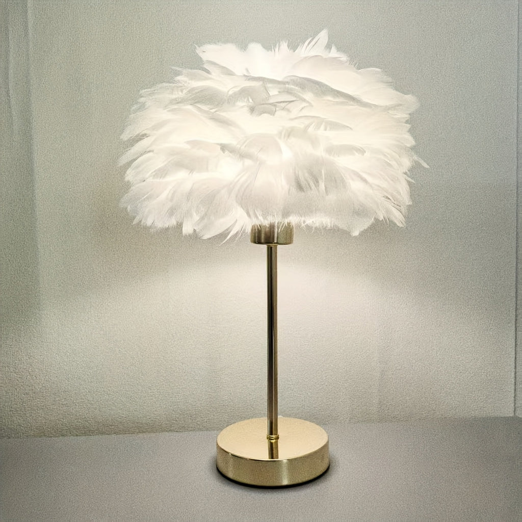 Lampada da Tavolo Effetto Piume Bianche 3 Tonalità Luce USB