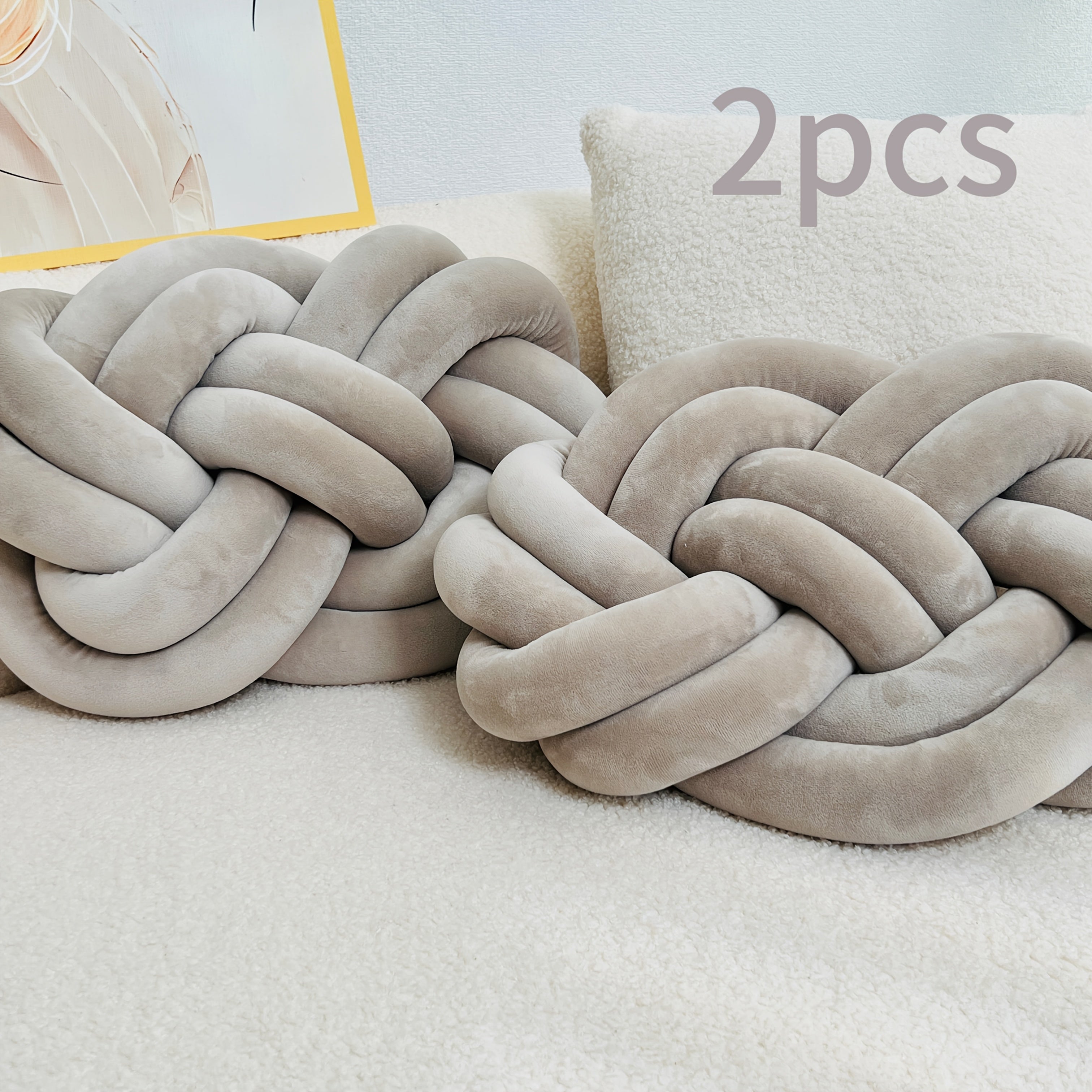 Paracolpi Intrecciato a Treccia - Set 2 Pezzi - Cuscino Lungo Decorativo in Peluche 40cm