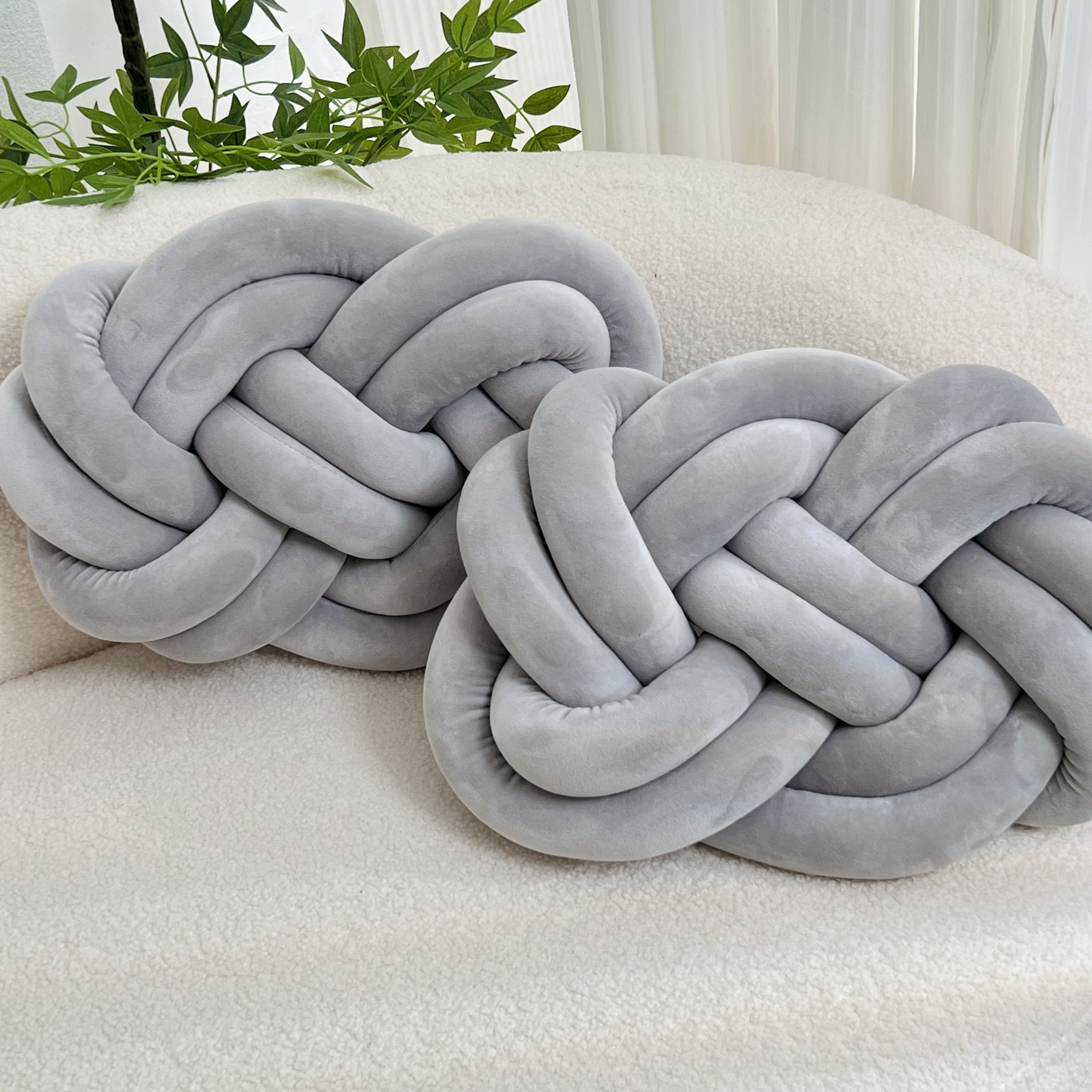 Paracolpi Intrecciato a Treccia - Set 2 Pezzi - Cuscino Lungo Decorativo in Peluche 40cm