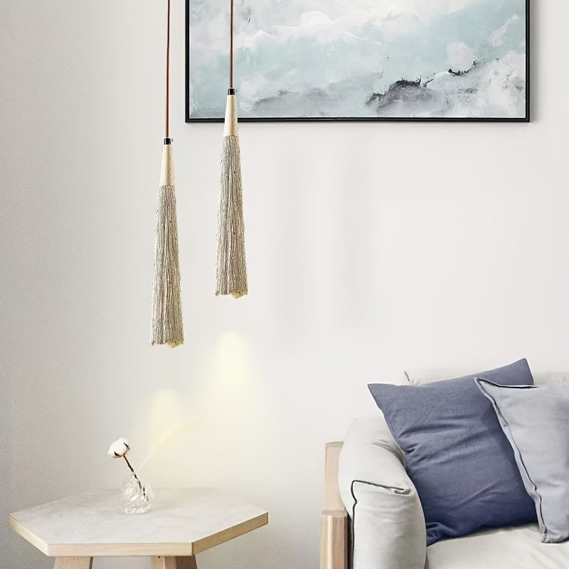 Plafoniera Wabi-Sabi Legno Chiaro Cemento Effetto Pietra E27