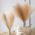 Pampas Grass Decorativa Set 6 Pezzi - Piume Fluffy Beige Naturale per Vasi e Arredamento Boho Chic