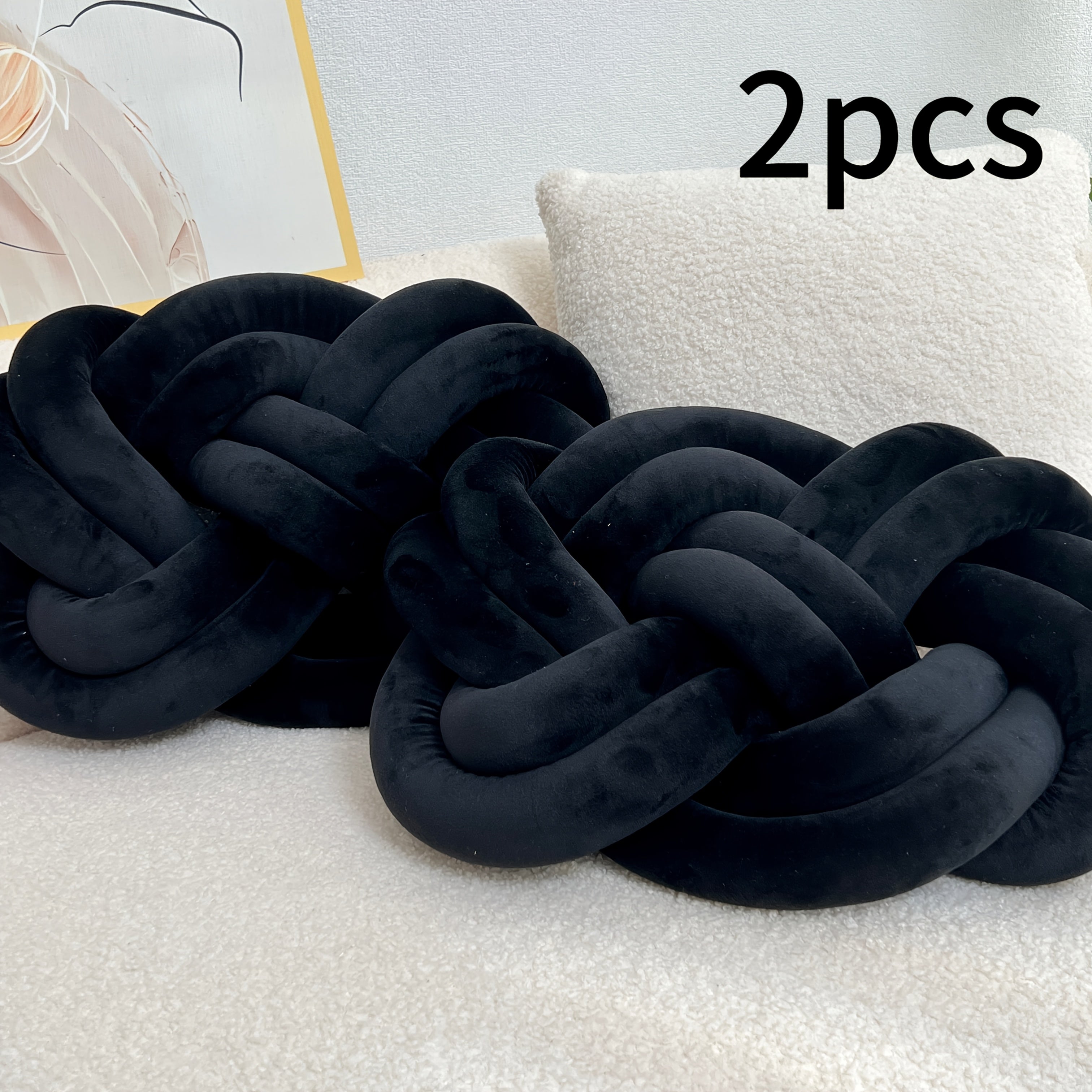 Paracolpi Intrecciato a Treccia - Set 2 Pezzi - Cuscino Lungo Decorativo in Peluche 40cm
