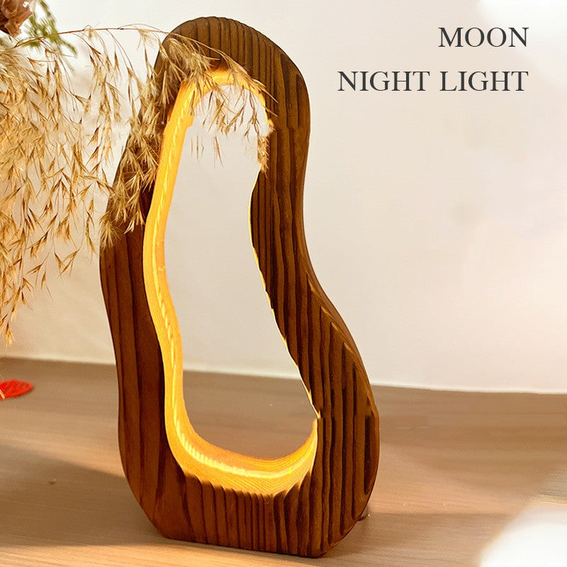 Wooden LED Table Lamp with Perforated Design - Contemporary Minimalist Style
