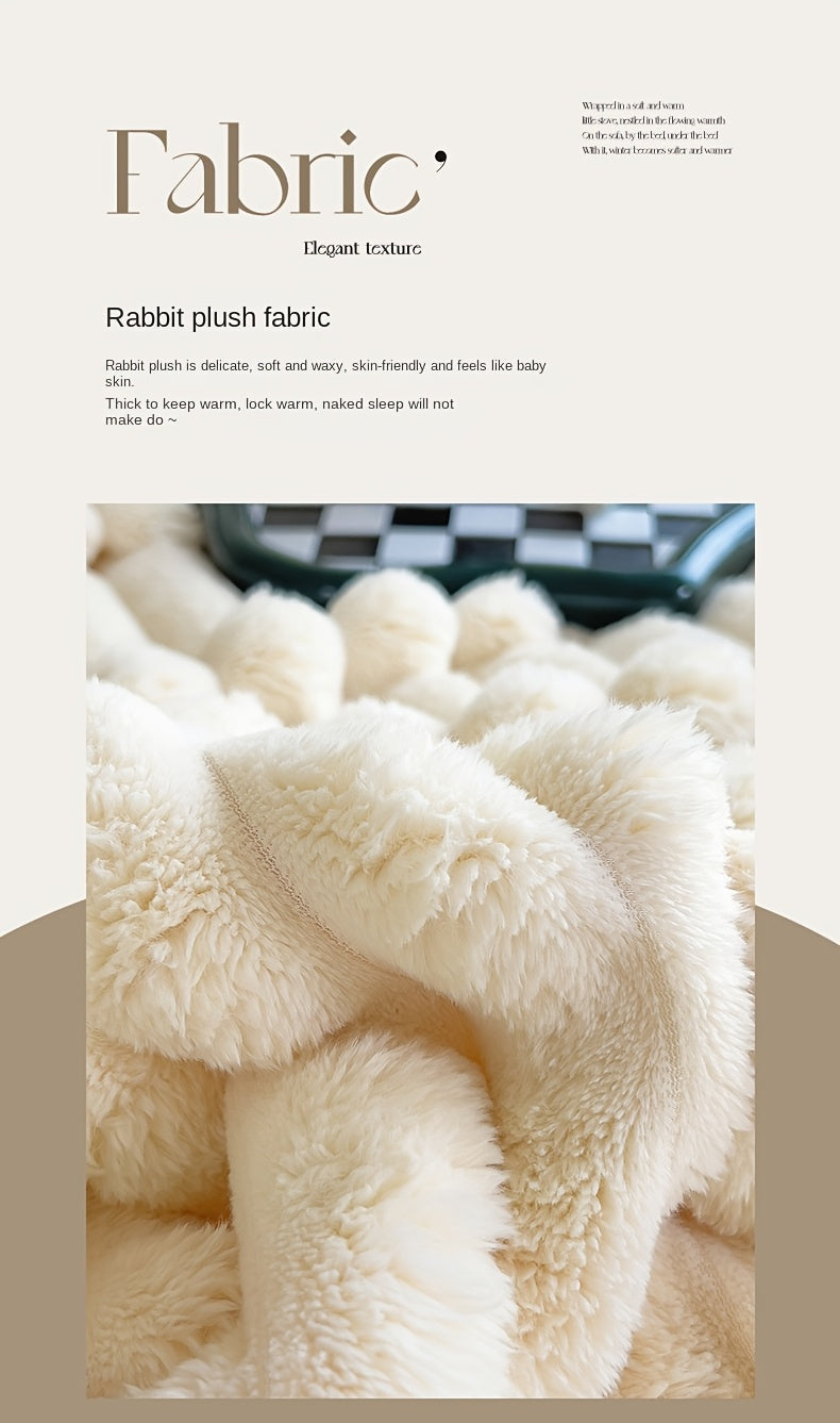 Plaid Effetto Pelliccia Coniglio Ultra Morbido Texturizzato