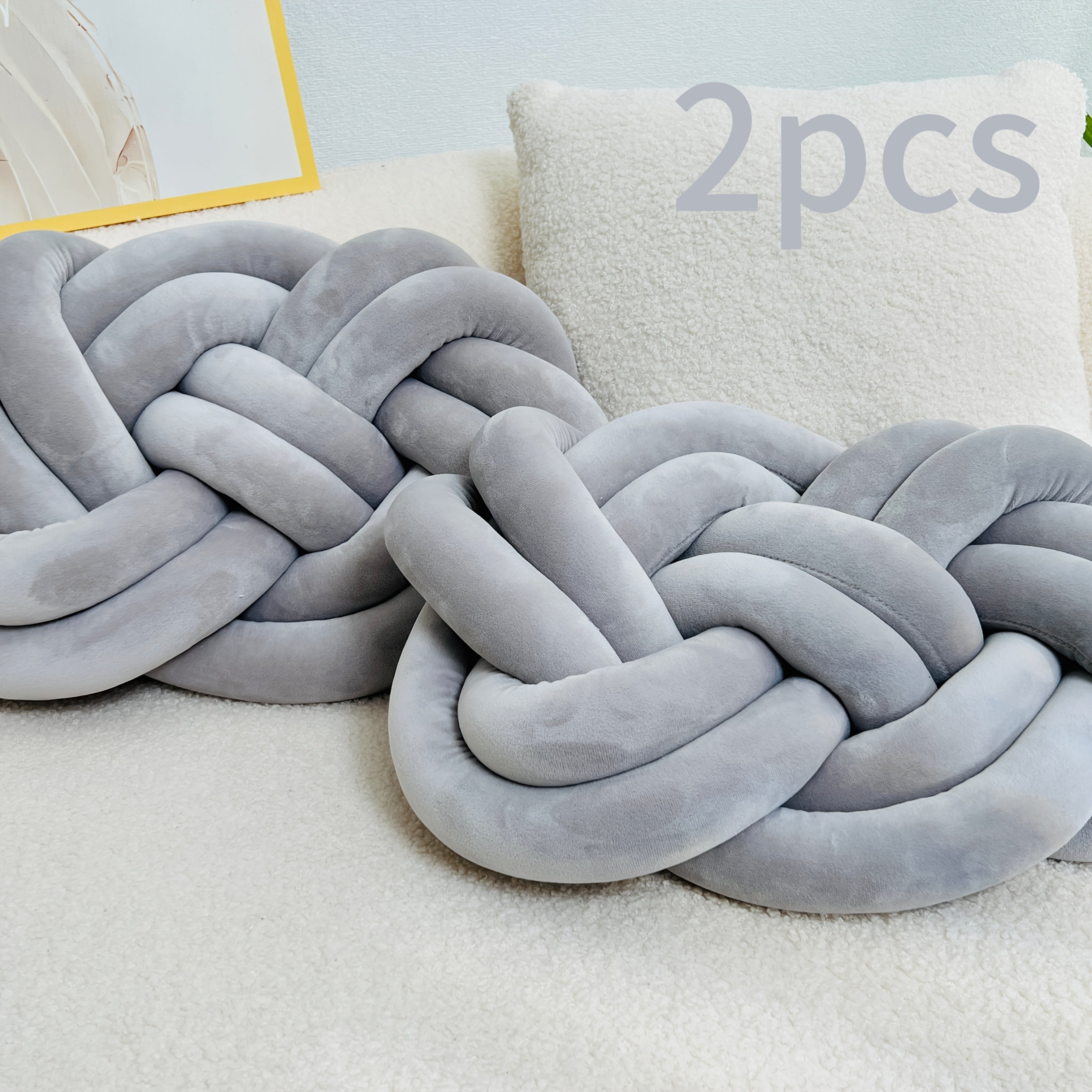 Paracolpi Intrecciato a Treccia - Set 2 Pezzi - Cuscino Lungo Decorativo in Peluche 40cm