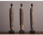 Scultura Tribale Africana di 36,5 cm Resina Effetto Legno Intagliato a Mano
