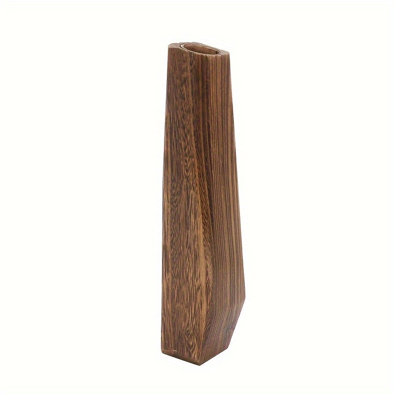 Vaso in Legno Rettangolare 29.5cm Stile Morandi - Design Minimalista Nordico Beige Naturale - Vaso Decorativo da Tavolo per Fiori Secchi e Rami