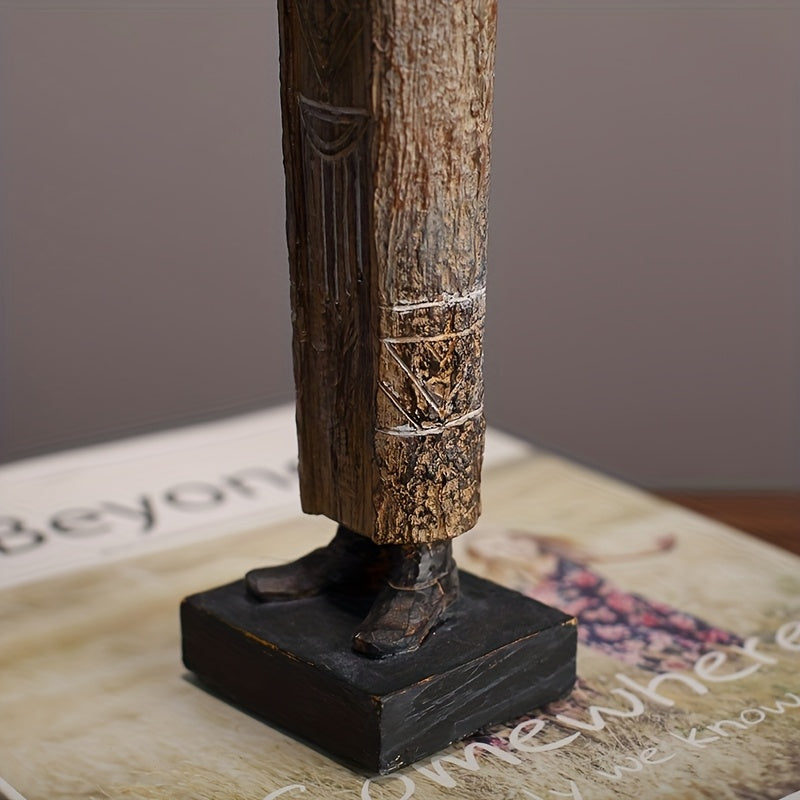 Scultura Tribale Africana di 36,5 cm Resina Effetto Legno Intagliato a Mano