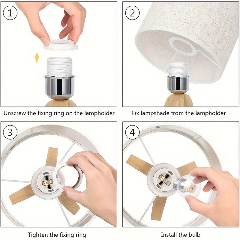 Lampada da Tavolo Tripode in Legno con Paralume in Tessuto - Design Scandinavo Moderno per Camera da Letto, Studio e Soggiorno lo