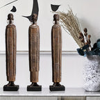 Scultura Tribale Africana di 36,5 cm Resina Effetto Legno Intagliato a Mano