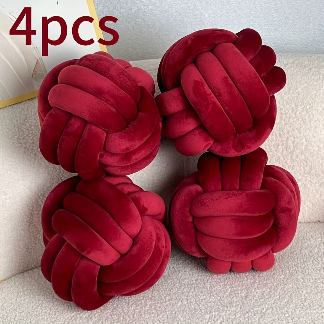 Cuscino Decorativo a Nodo in Velluto - Set 2/3/4 Pezzi - Design Geometrico Minimalista 22x22cm