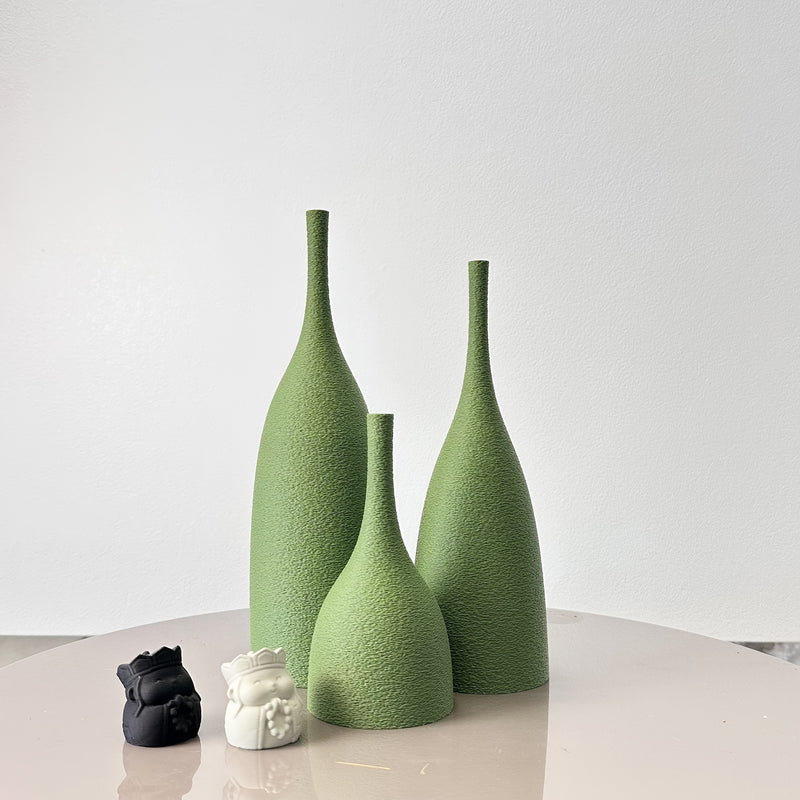 Set of 3 Unbreakable Decorative Vases with Vintage Effect and Artisan Texture | Modern Design Vases for Dried Flowers