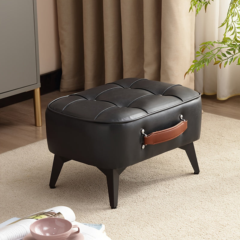 Faux Leather Padded Footrest - Contemporary Design with Wooden Structure for Living Room, Entryway, and Study