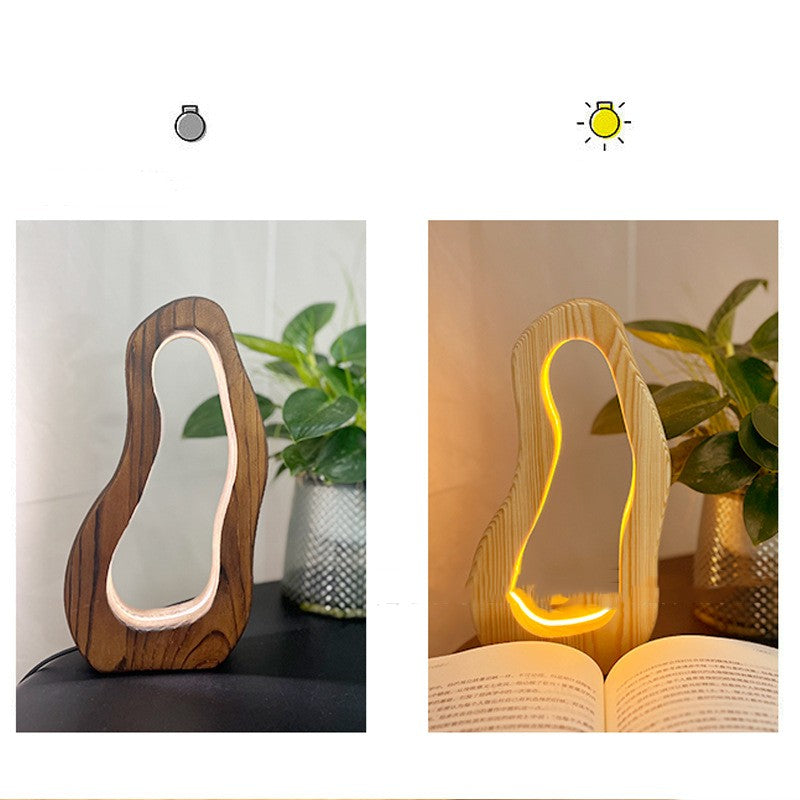 Wooden LED Table Lamp with Perforated Design - Contemporary Minimalist Style