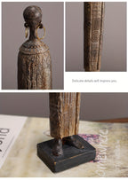 Scultura Tribale Africana di 36,5 cm Resina Effetto Legno Intagliato a Mano