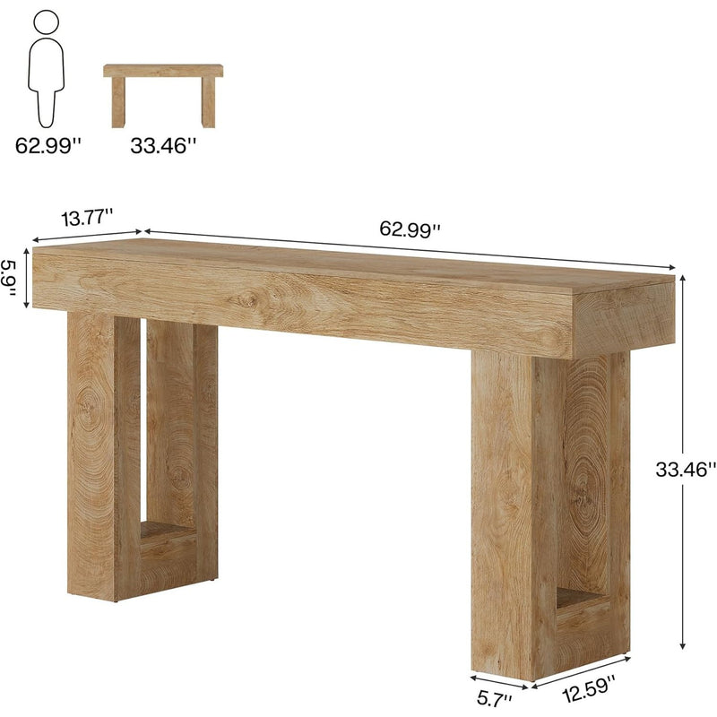 Natural Wood Console 160cm - Contemporary Design Light Oak Entryway Table