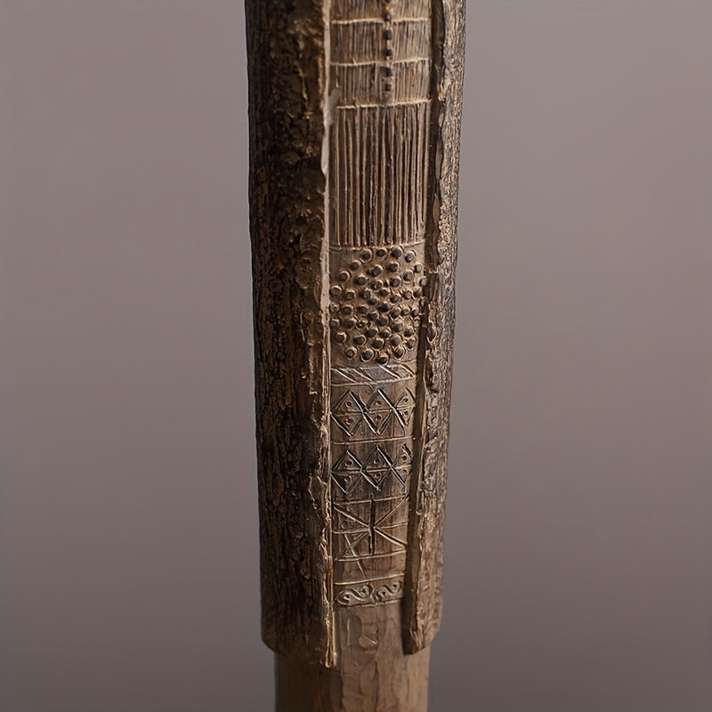 Scultura Tribale Africana di 36,5 cm Resina Effetto Legno Intagliato a Mano
