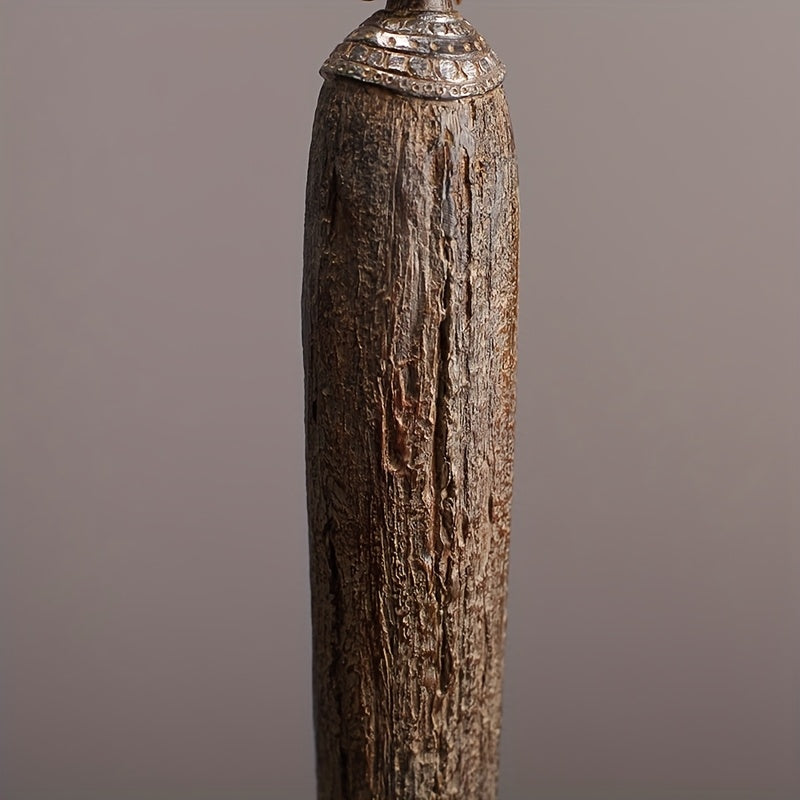 Scultura Tribale Africana di 36,5 cm Resina Effetto Legno Intagliato a Mano
