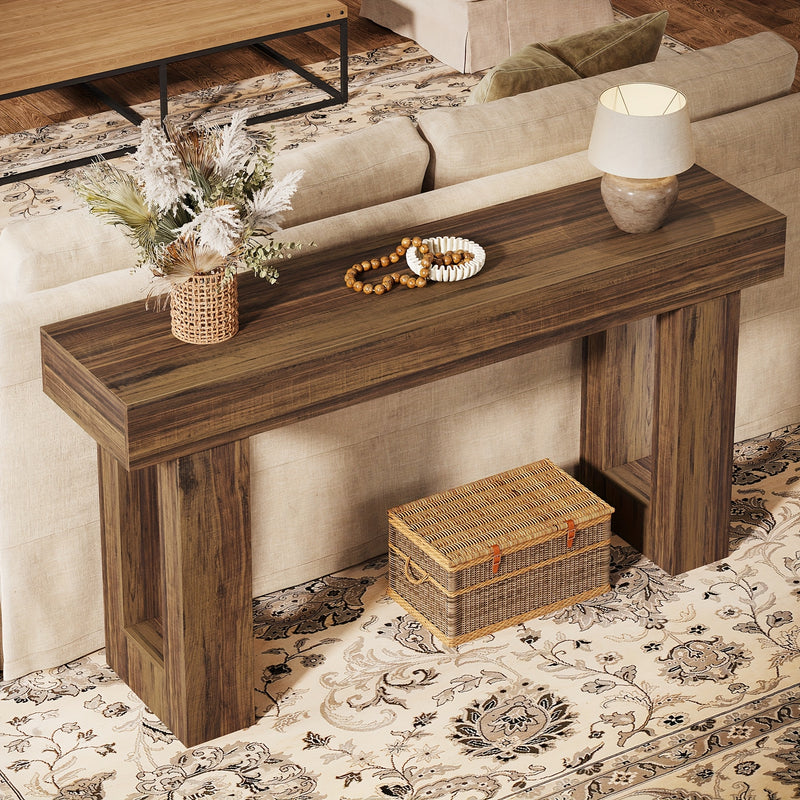 Oak Console Table 160cm - Contemporary Design Natural Brown Entryway Table