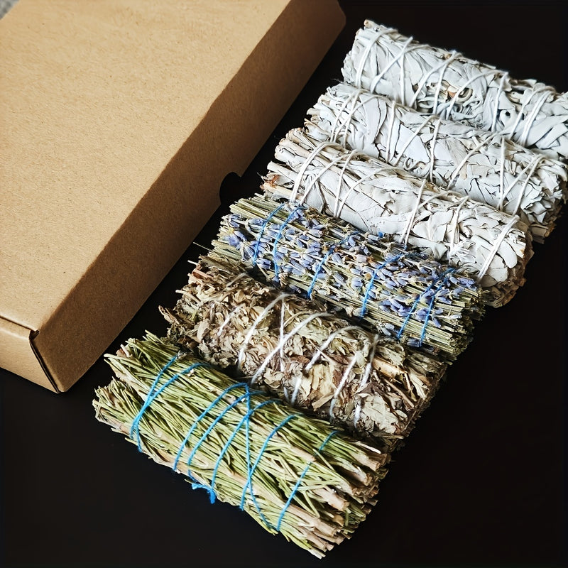 Scented Incense Kit 6 Sticks White Sage Rosemary Artemisia Home Decoration