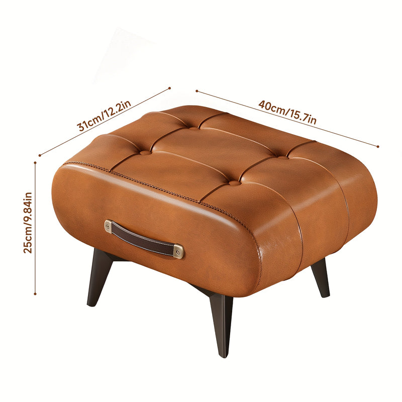 Rectangular Faux Leather Ottoman - Contemporary Design with Handle for Living Room, Bedroom, and Entryway