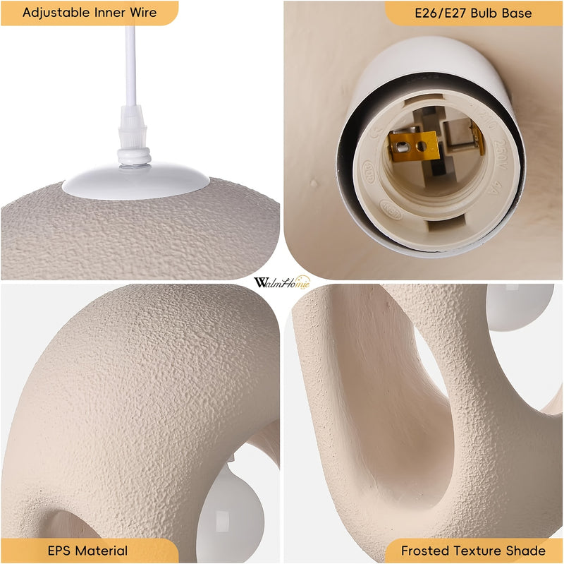Sculptural Beige Pendant Lamp | Nordic Japanese Soft Light E27