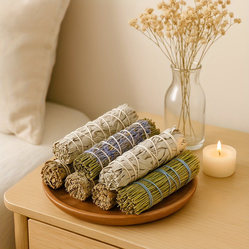 Kit Incenso Profumatore 6 Bastoncini Salvia Bianca Rosmarino Artemisia Decorazione Casa