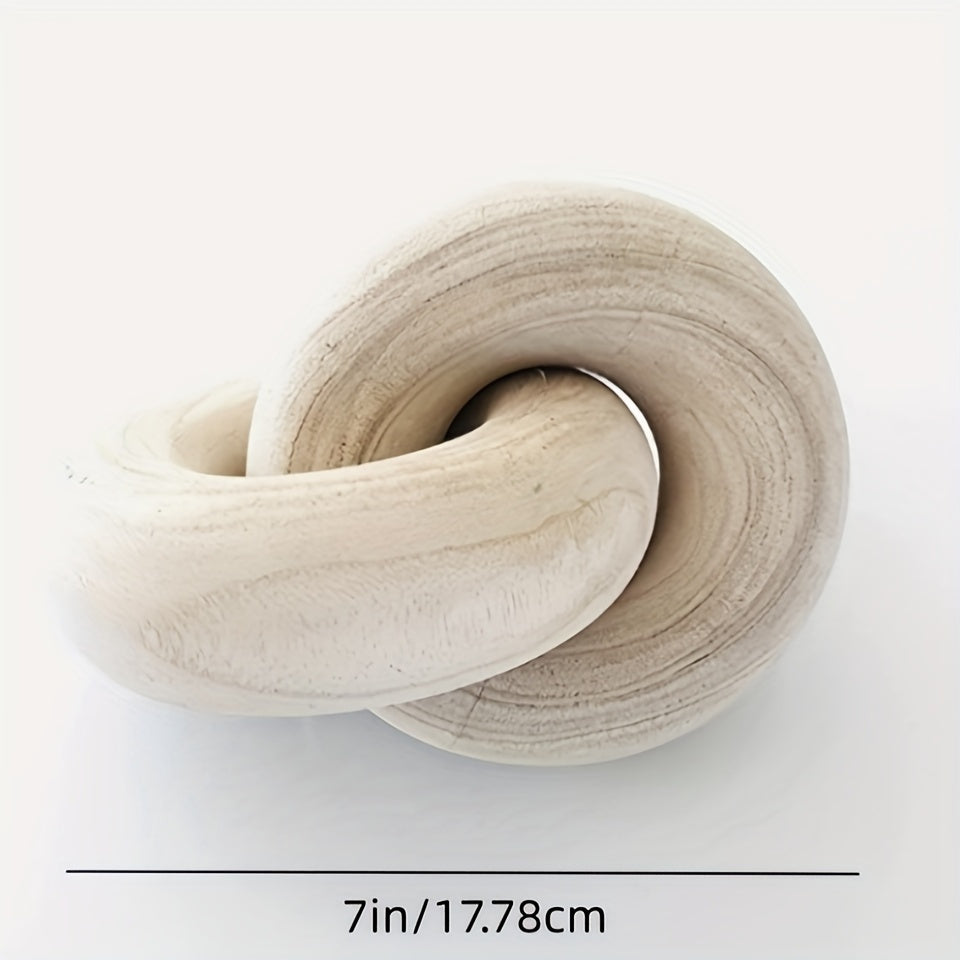 Puinen solmupatsas - Minimalistinen design-esine 17,78 cm olohuoneeseen, kirjahyllyyn ja sohvapöydälle