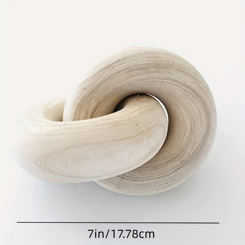 Decorative Wooden Knot Sculpture - 7-inch Minimalist Design Object for Living Room, Bookshelf, and Coffee Table