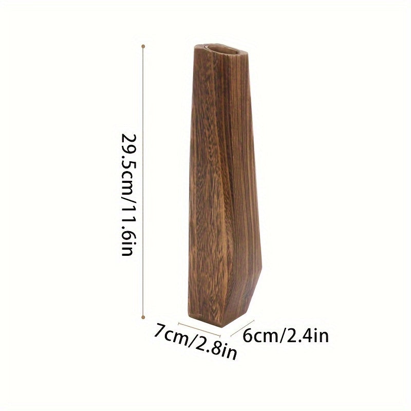 Vaso in Legno Rettangolare 29.5cm Stile Morandi - Design Minimalista Nordico Beige Naturale - Vaso Decorativo da Tavolo per Fiori Secchi e Rami