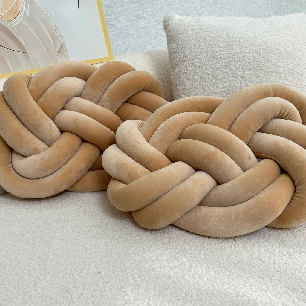 Paracolpi Intrecciato a Treccia - Set 2 Pezzi - Cuscino Lungo Decorativo in Peluche 40cm