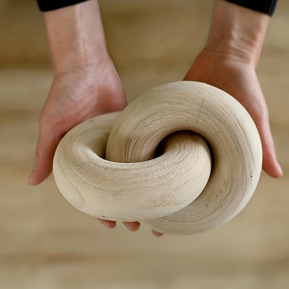 Scultura Decorativa Nodo in Legno - Oggetto Design Minimalista 17.78cm per Soggiorno, Libreria e Tavolino