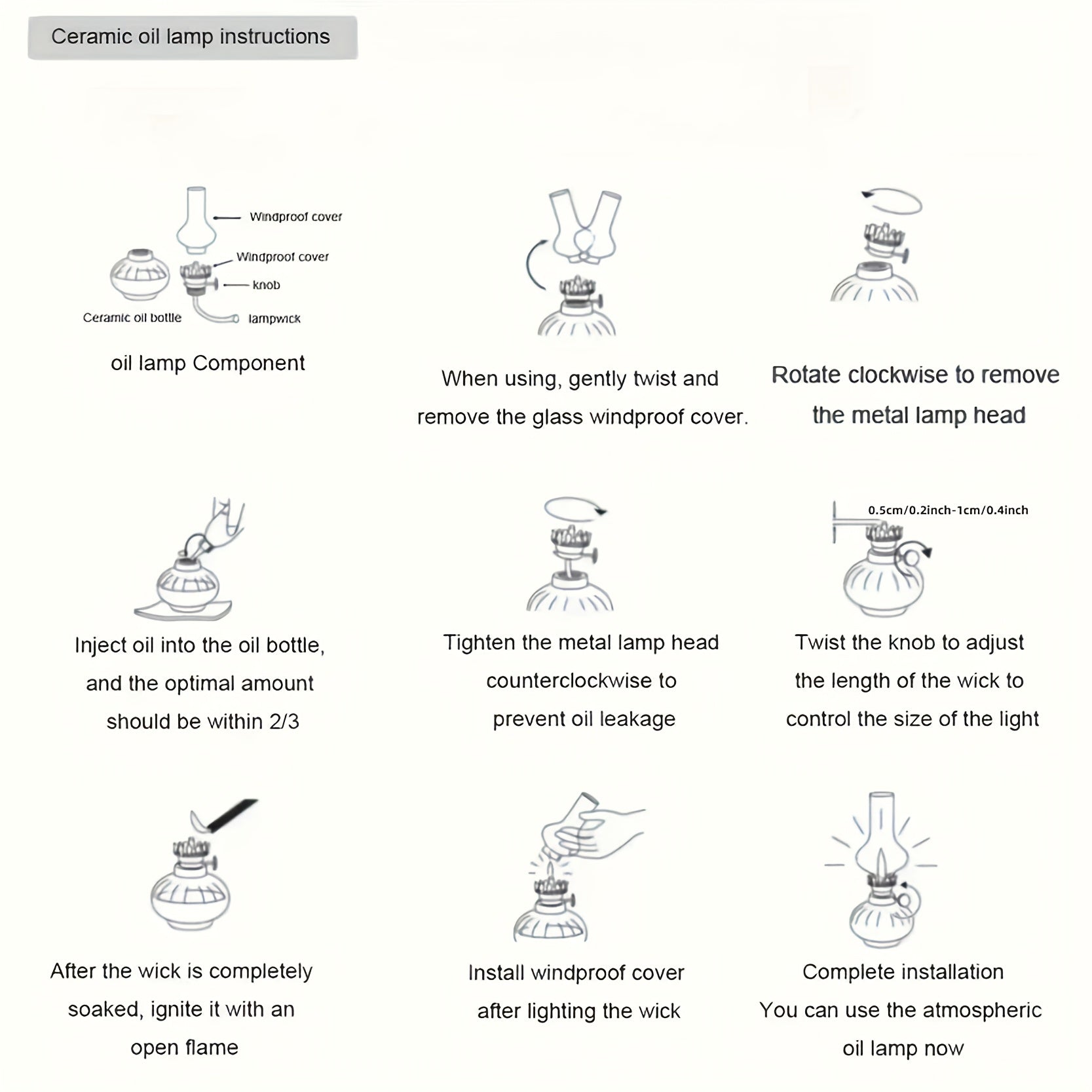 Lampada ad Olio Ceramica LILIUM - Design Vintage con Stoppino Regolabile per Casa e Giardino