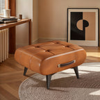 Poggiapiedi Rettangolare in Ecopelle - Design Contemporaneo con Maniglia per Soggiorno, Camera da Letto e Ingresso