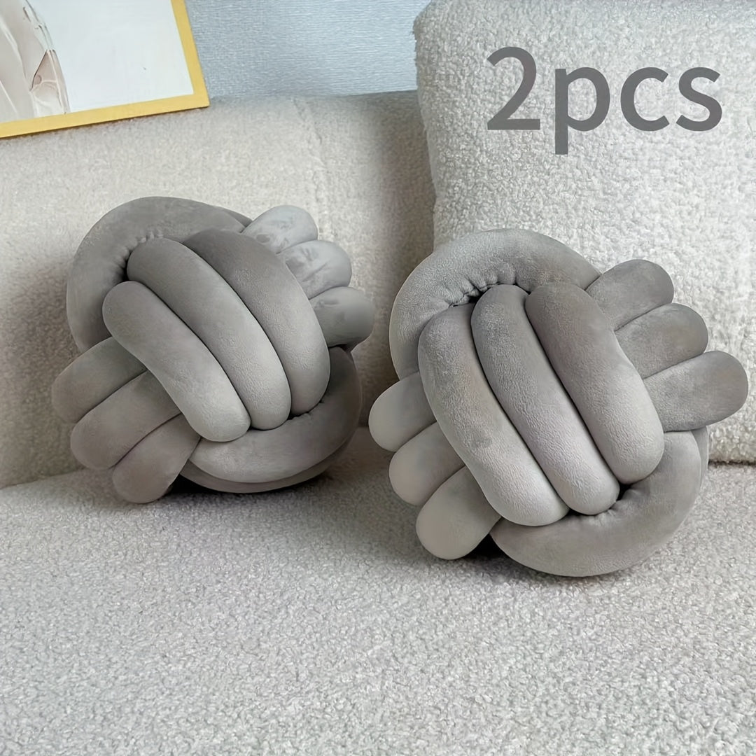 Cuscino Decorativo a Nodo in Velluto - Set 2/3/4 Pezzi - Design Geometrico Minimalista 22x22cm