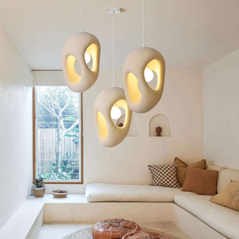 Sculptural Beige Pendant Lamp | Nordic Japanese Soft Light E27
