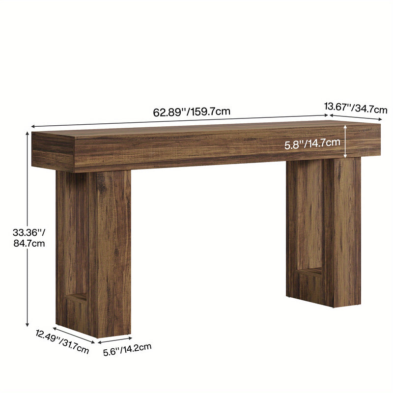 Oak Console Table 160cm - Contemporary Design Natural Brown Entryway Table