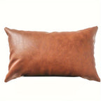 Copricuscino Ecopelle Marrone Cognac Effetto Vintage con Zip