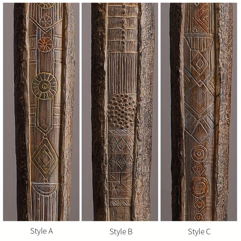 Scultura Tribale Africana di 36,5 cm Resina Effetto Legno Intagliato a Mano