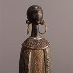 Scultura Tribale Africana di 36,5 cm Resina Effetto Legno Intagliato a Mano