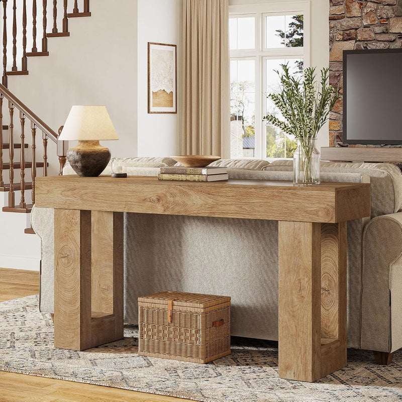 Natural Wood Console 160cm - Contemporary Design Light Oak Entryway Table