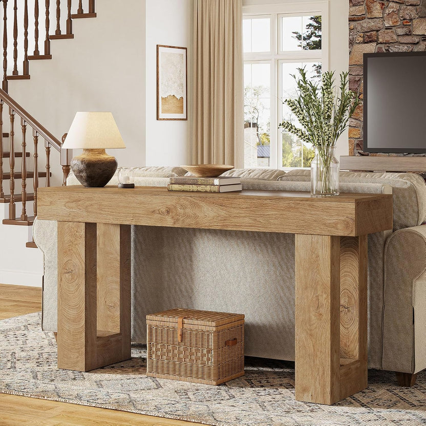 Console Legno Naturale 160cm - Tavolo Ingresso Design Contemporaneo Rovere Chiaro