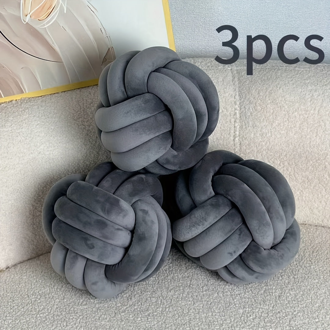 Cuscino Decorativo a Nodo in Velluto - Set 2/3/4 Pezzi - Design Geometrico Minimalista 22x22cm