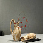 Vaso in Ceramica Effetto Legno SYLVA - Design Country Cottage con Manico Decorativo 24cm